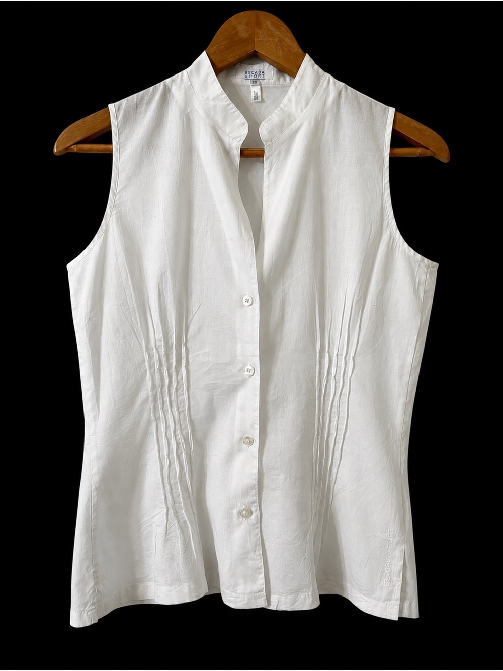 ESCADA SPORT 100% cotton white sleeveless button front top Sz Sm (38 EU)